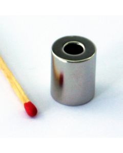 NdFeB N52 Rohrmagnet Ø12 (5) x 15 mm, vernickelt, diametral