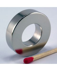 NdFeB N45 Ringmagnet Ø32 (16) x 8 mm, vernickelt