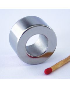 NdFeB N45 Ringmagnet Ø24 (13) x 14 mm, vernickelt