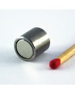 NdFeB N42 Rundmagnet Ø7 x 9 mm, in Edelstahlhülse Ø9 x 9 mm