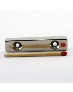 NdFeB N50 Quadermagnet 50 x 10 x 8 mm, gebohrt, N-Pol
